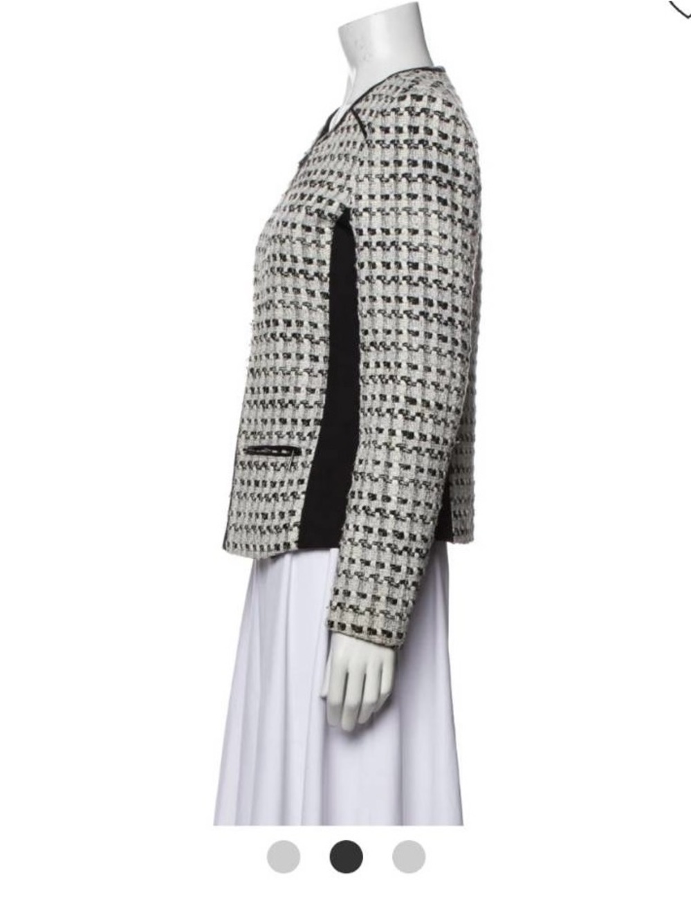 Karl Lagerfeld Black & Cream Tweed Open-Front Blazer size 8